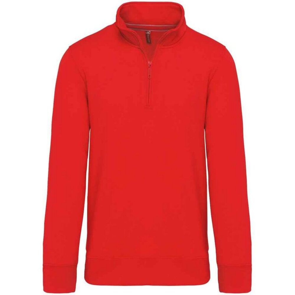Kariban Mens Zip Neck Sweatshirt / Red